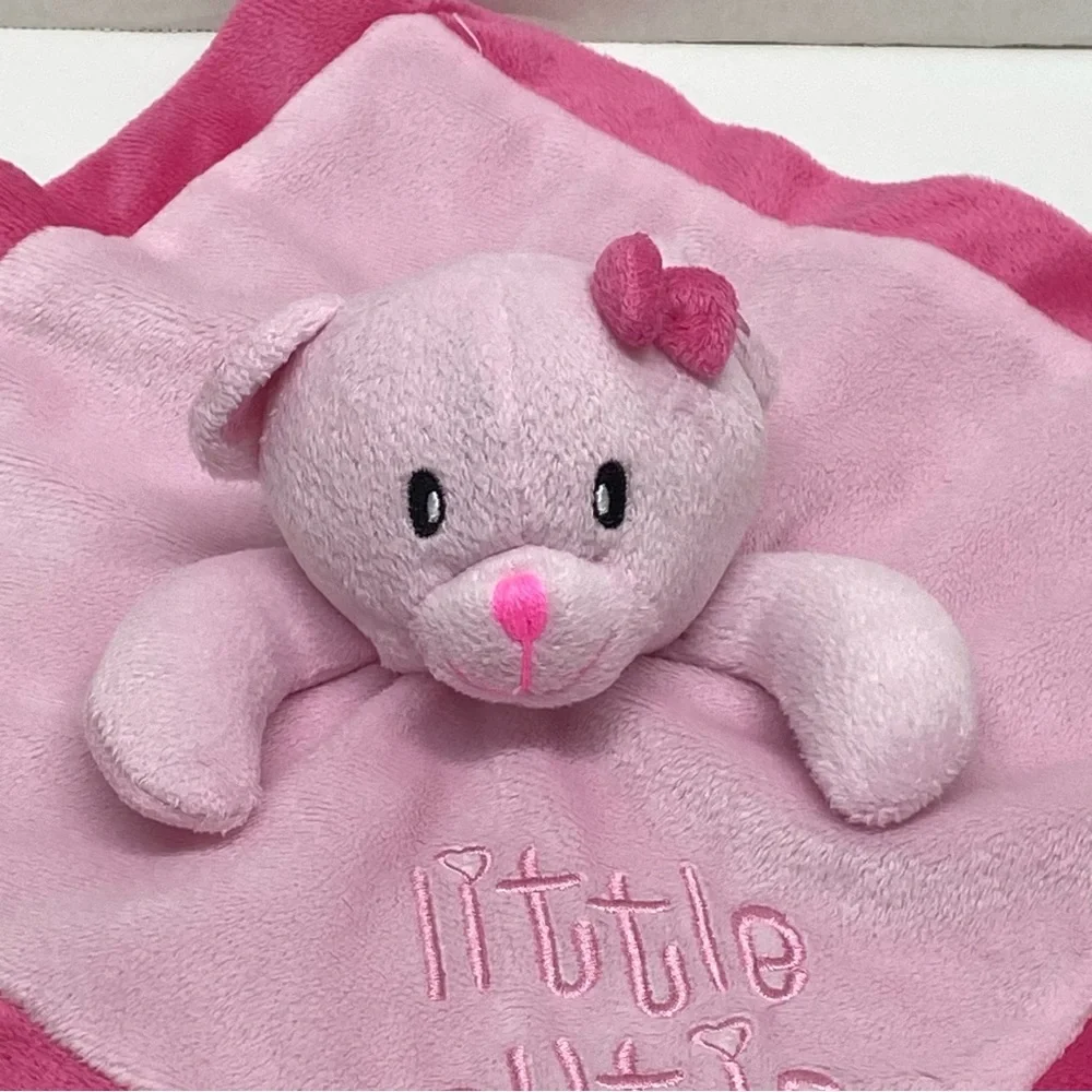 Mini Bean Little Cutie Baby Bear Lovey Security Blanket Pink Satin Trim & Back